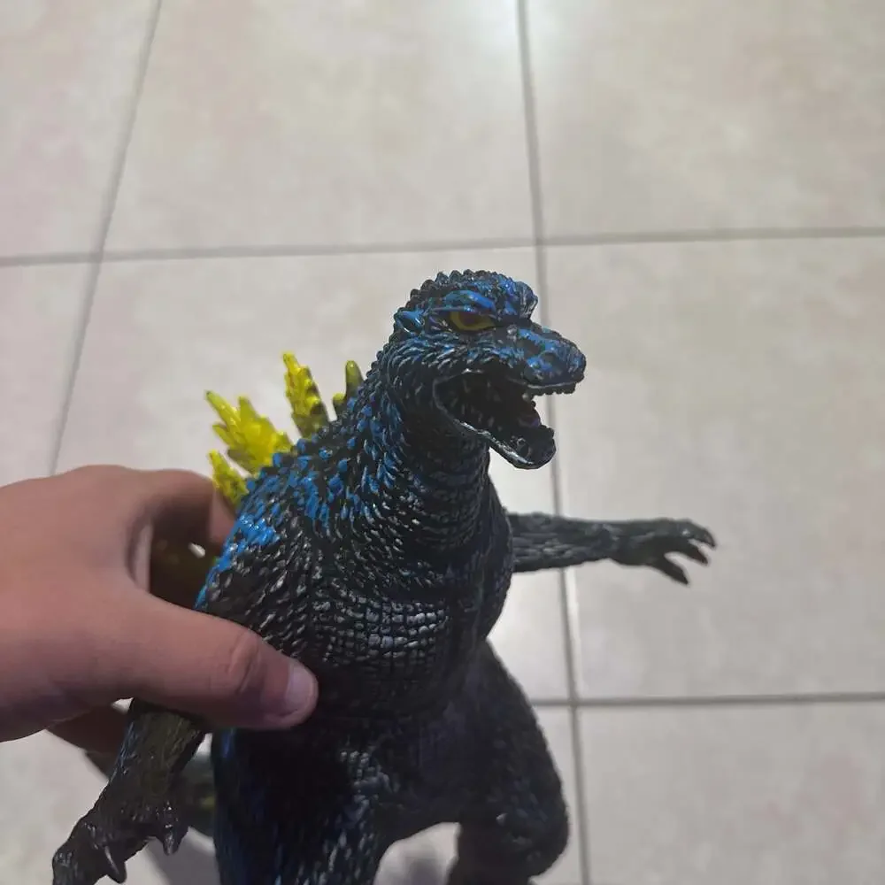 Vintage Godzilla Action Figure Toy Statue Black Blue Scales Y2K Style
